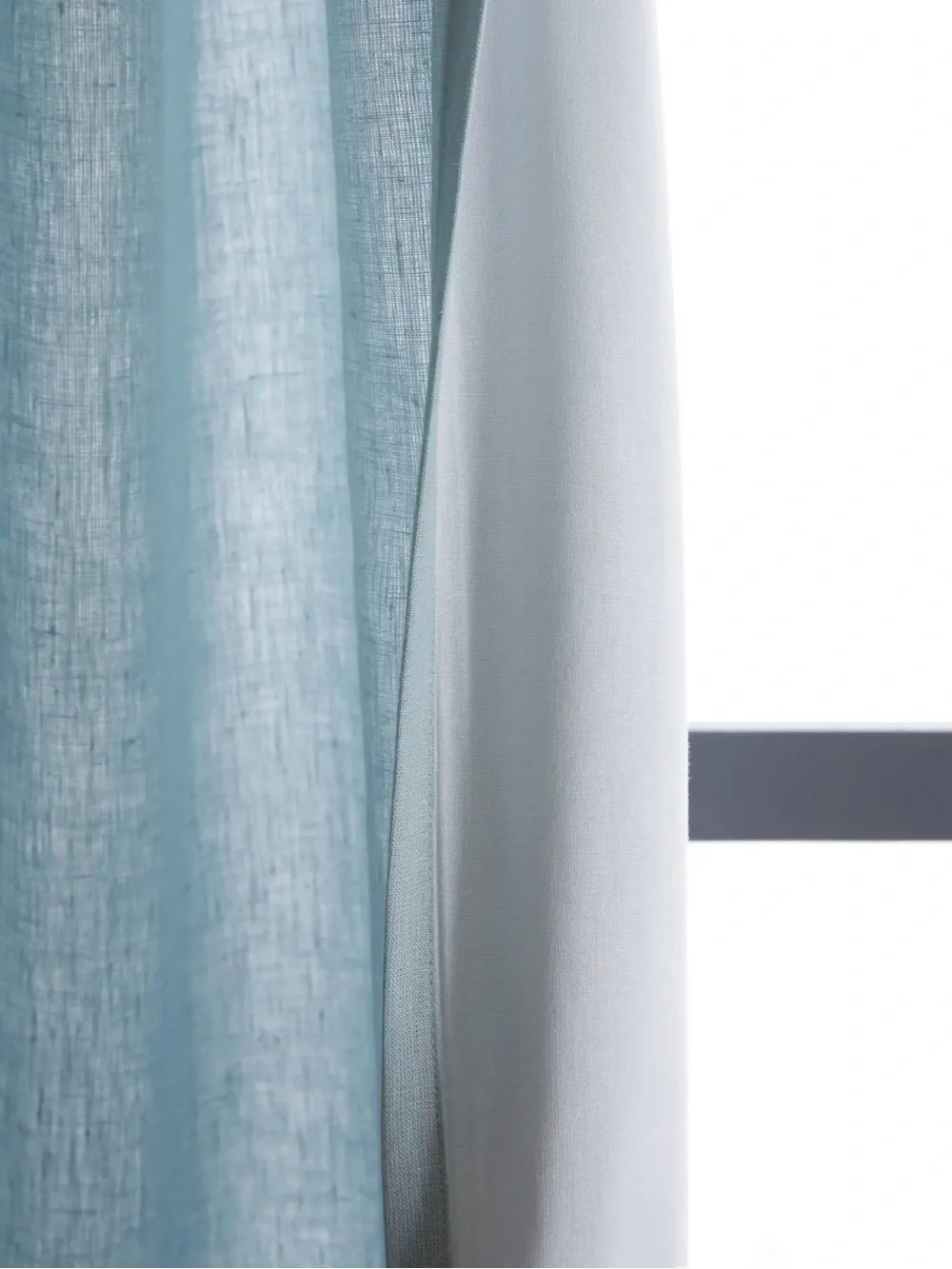 Quince Set of European Linen Curtains 48x84 Light Blue – SET OF 2